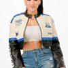 Colorblock Crop Jacket with Stand Collar Detail