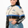 Colorblock Crop Jacket with Stand Collar Detail