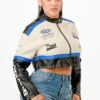 Colorblock Crop Jacket with Stand Collar Detail