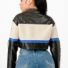 Colorblock Crop Jacket with Stand Collar Detail