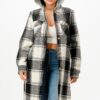 Hooded Plaid Coat – Button Front