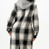 Hooded Plaid Coat – Button Front