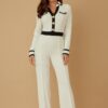 Button Trio Jumpsuit – Gold Ball Buttons & Structured Collar