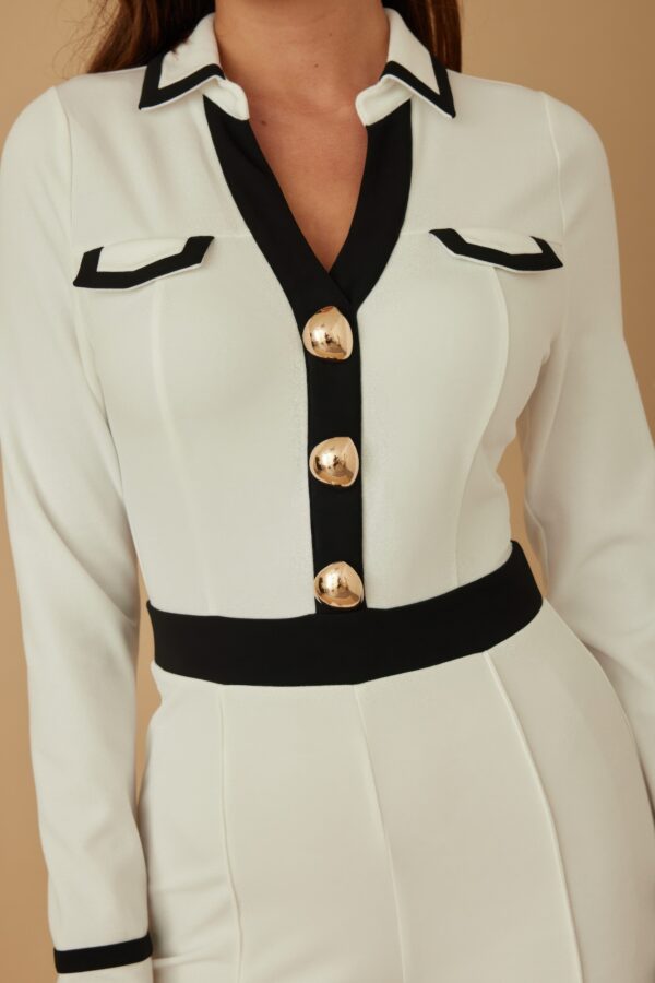 Button Trio Jumpsuit – Gold Ball Buttons & Structured Collar