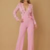 Lace Crochet Jumpsuit with D-Ring Waist Belt