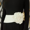 Wide-Waistband Jumpsuit with Rose Accent