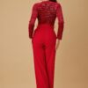 Stretch Velvet Jumpsuit with Wrap V-Neck