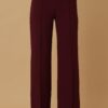 High-Waist Pants with Buckle Belt – Flared Leg