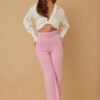 High-Waist Flared Pants with Buckle Belt