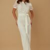 Sheer Multi-Butterfly Lace Jumpsuit with Ribbon Waist
