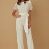 Sheer Multi-Butterfly Lace Jumpsuit with Ribbon Waist