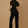 Sheer Butterfly Lace Jumpsuit with Ribbon Waist