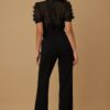 Sheer Butterfly Lace Jumpsuit with Ribbon Waist