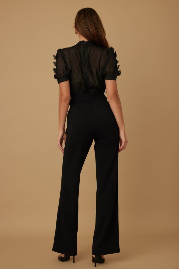 Sheer Butterfly Lace Jumpsuit with Ribbon Waist