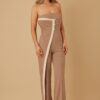 Draped Flap Strapless Jumpsuit with Chain Detail