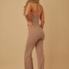 Draped Flap Strapless Jumpsuit with Chain Detail