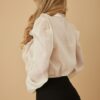 Ruffle Micro Crystal Long Sleeve Blouse – Puff Shoulders