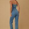 Striped Strapless Suit Set with Chain Accent