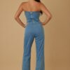 Striped Strapless Suit Set with Chain Accent