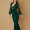 Flower Vein Sequin Print Jumpsuit with Bow Belt