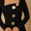 Midi Button Long Sleeve Dress – Stretch-Blend