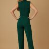 Sleeveless Open-Flap Jumpsuit with Gold Shank Buttons