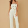 Strapless Jumpsuit with Flat Mirror Stone Detail