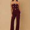 Strapless Mirror Stone Jumpsuit – Gold Embellished