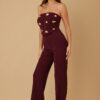 Strapless Mirror Stone Jumpsuit – Gold Embellished