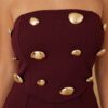 Strapless Mirror Stone Jumpsuit – Gold Embellished