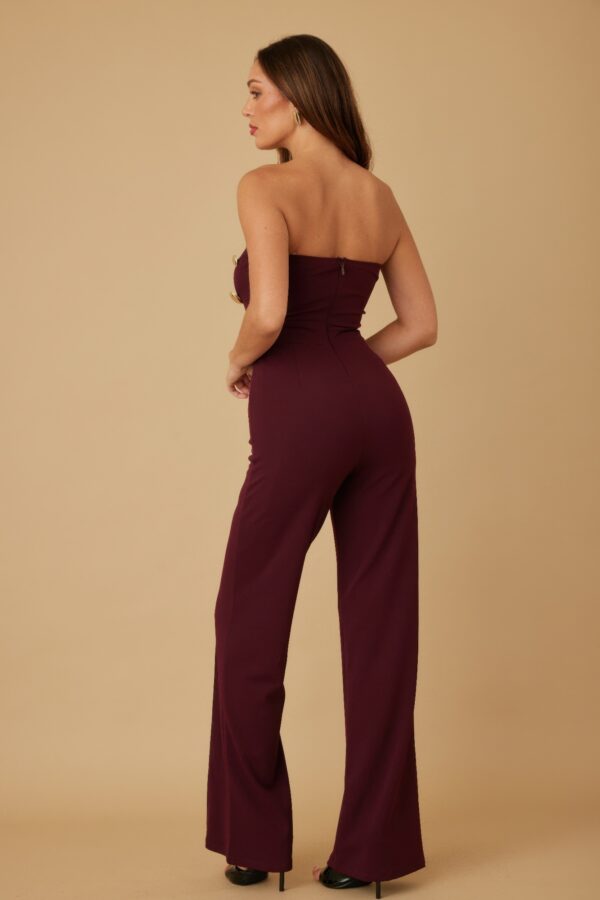 Strapless Mirror Stone Jumpsuit – Gold Embellished