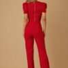 Puff Cap Sleeve Jewel-Trim Two-Piece Set
