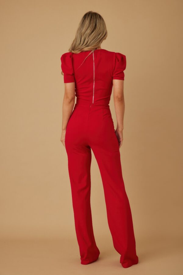 Puff Cap Sleeve Jewel-Trim Two-Piece Set