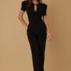 Puff Cap Sleeve Two-Piece Set with Jewel Detail