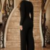 Layered Mirror-Stone Long Jumpsuit for Evening