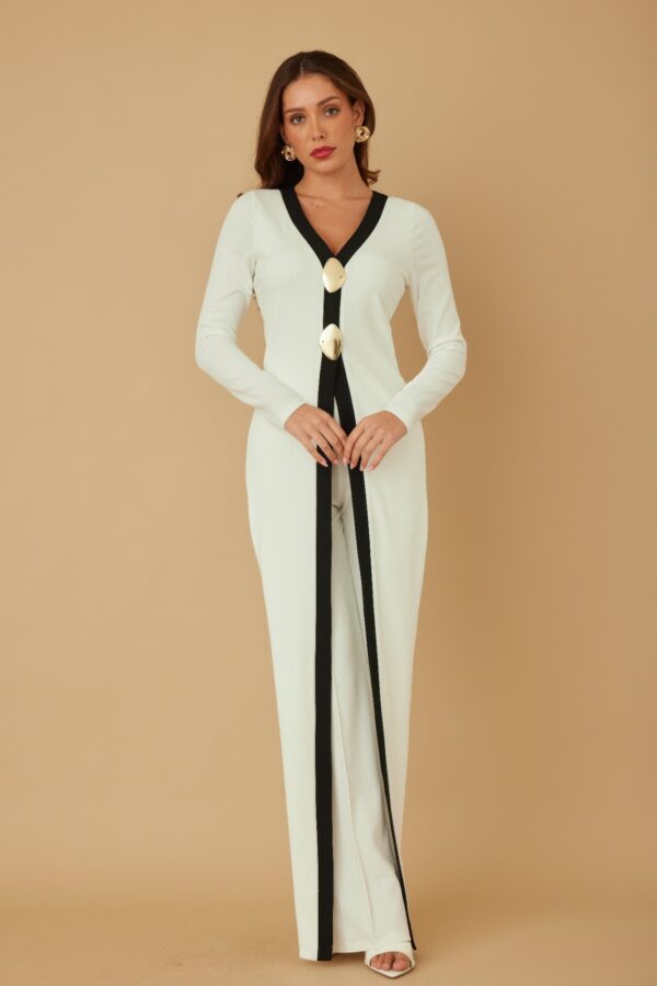 Mirror Stone Double-Layer Long Jumpsuit – Evening
