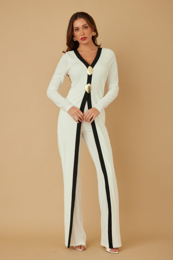 Mirror Stone Double-Layer Long Jumpsuit – Evening