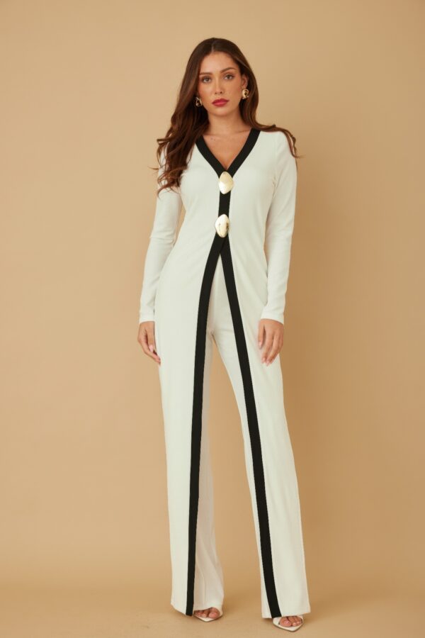 Mirror Stone Double-Layer Long Jumpsuit – Evening