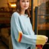 Asymmetrical Cut-Out Colorblock Sweater