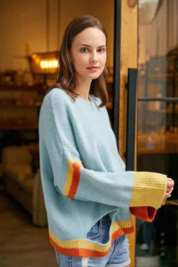 Asymmetrical Cut-Out Colorblock Sweater
