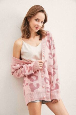 Leopard Button-Down Cardigan – Soft Knit