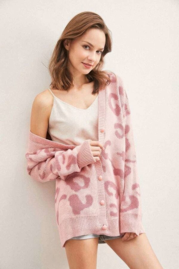 Leopard Button-Down Cardigan – Soft Knit