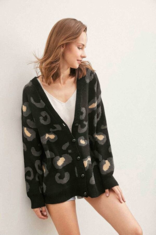 Leopard Print Button-Down Cardigan – Lightweight Knit