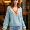 Overlap V-Neck Sweater – Soft Knit Relaxed Pullover