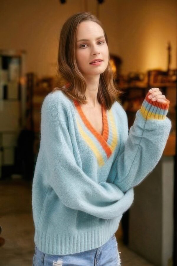 Overlap V-Neck Sweater – Soft Knit Relaxed Pullover