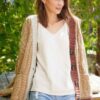 Colorblock Cardigan with Cross Cable Knit