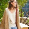Colorblock Cardigan with Cross Cable Knit