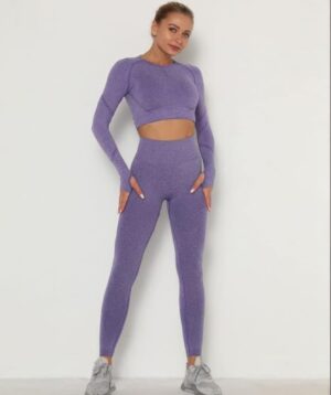 Seamless Space-Dye Crop Top & High-Waist Leggings