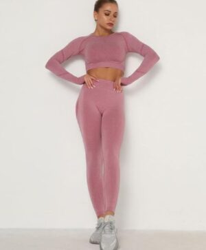 Seamless Space Dye Active Set – Crop Top & Leggings
