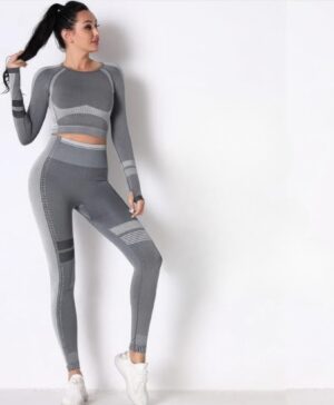 Seamless Long-Sleeve Yoga Set – High-Waist Leggings